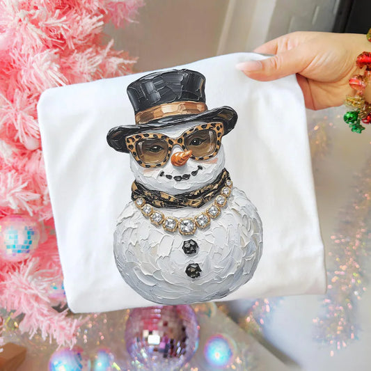 Glam Snowman Christmas DTF Transfer