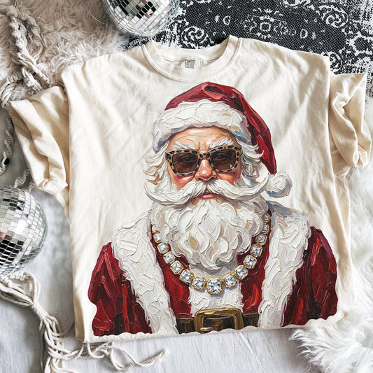 Glam Santa Christmas DTF Transfer