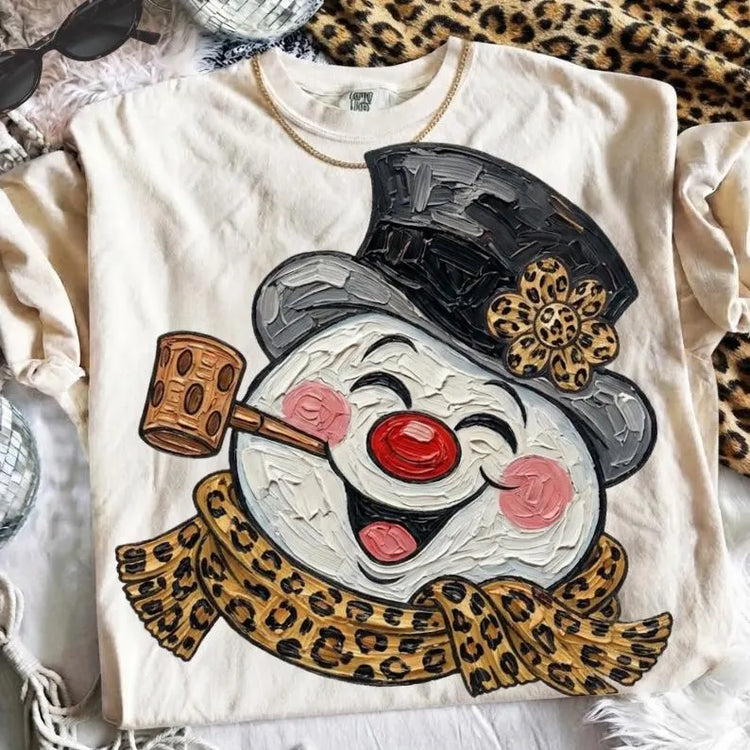 Glam Snowman with Pipe Christmas DTF Transfer