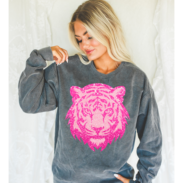 Faux Glitter Tigers Mascot DTF Transfer