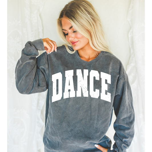 Dance Distressed Varsity White Font DTF Transfer