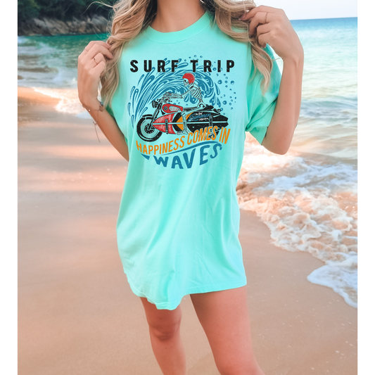 Surf Trip Club Happiness Comes in Waves DTF Transfer