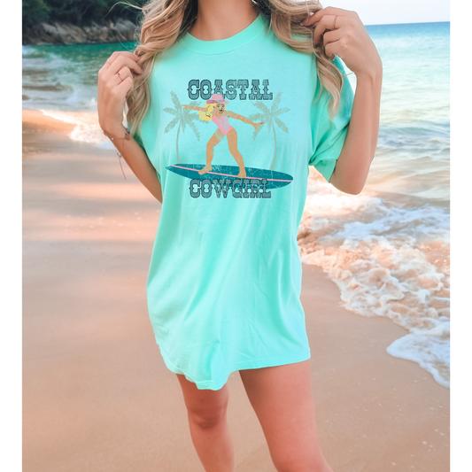 Coastal Cowgirl Surfing Summer Western DTF Transfer