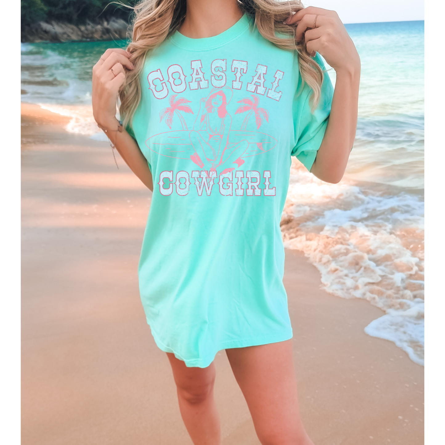 Pink Coastal Cowgirl Summer Western DTF Transfer