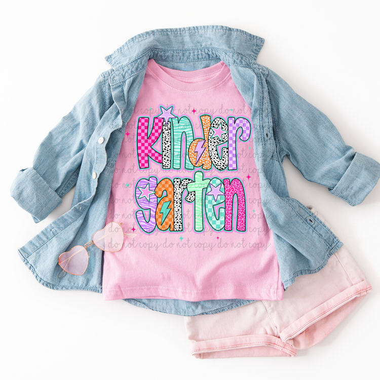 Kindergarten Retro Pink Stars DTF Transfers