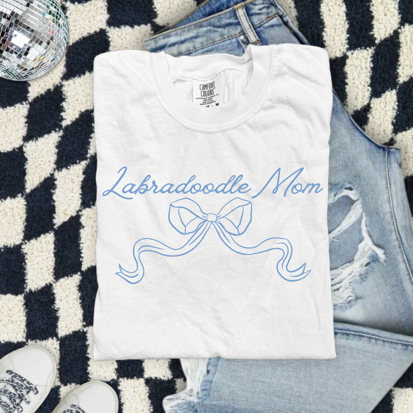 Labradoodle Mom Blue Coquette DTF Transfer