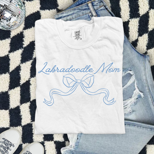 Labradoodle Mom Blue Coquette DTF Transfer