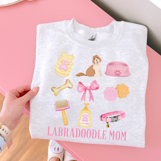 Labradoodle Mom Pink Collage DTF Transfer
