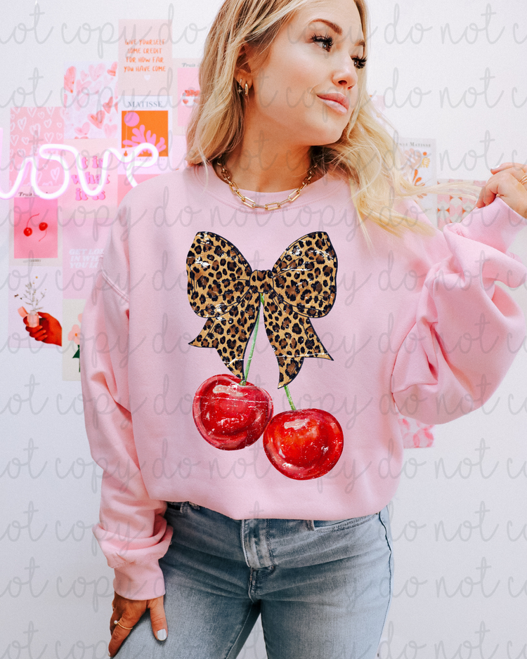 Leopard Print Cherries DTF Transfer