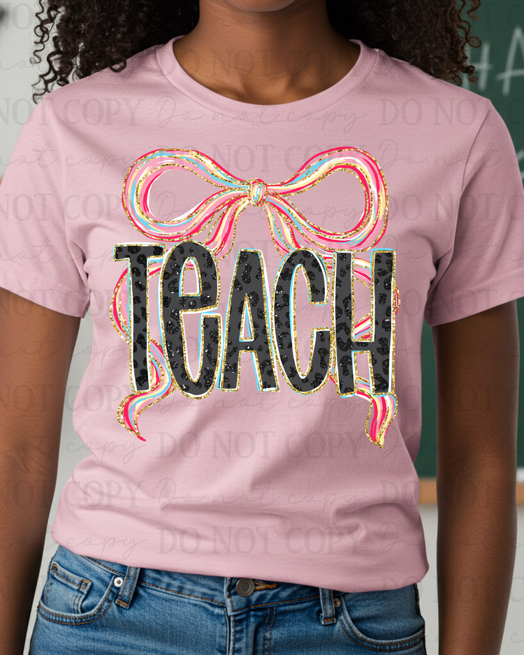 Coquette Leopard Print Teach DTF Transfer