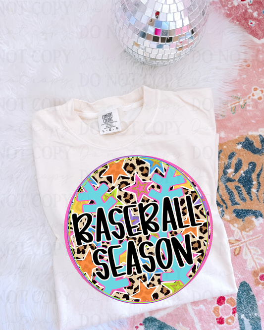 Leopard Print Stars Baseball Season DTF Transfer