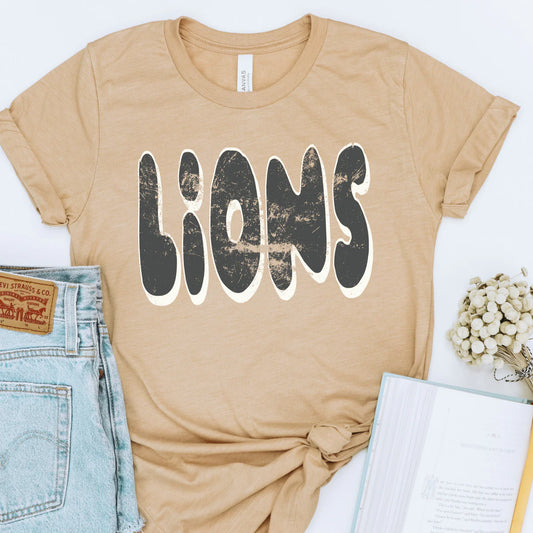 Lions Retro Distressed School Spirit DTF Transfer