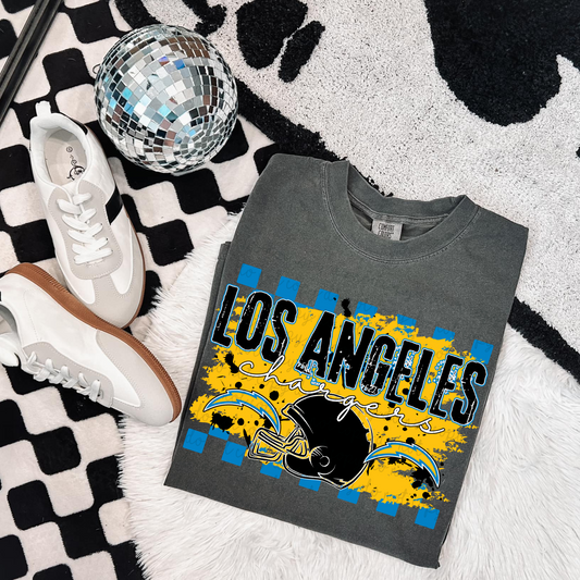 Checkered Los Angeles Chargers DTF Transfer