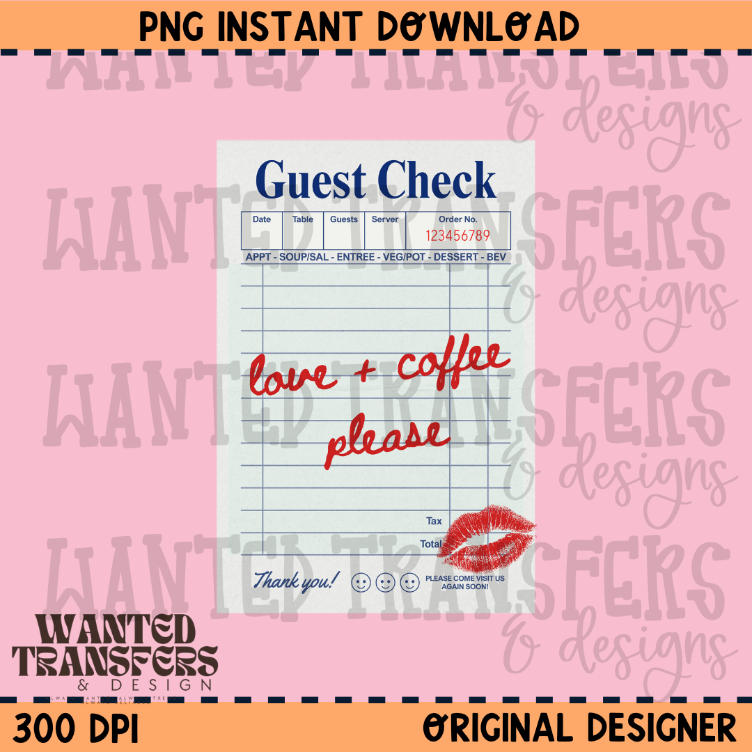 Love & Coffee Please PNG Digital Download