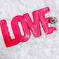 Love Pink Sequin Valentine's Chenille Patch