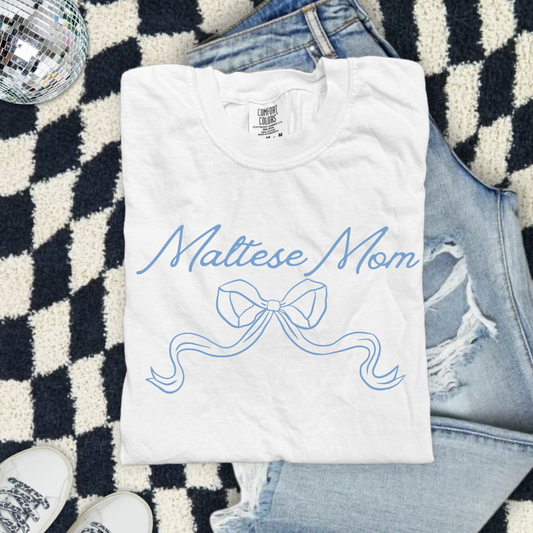 Maltese Mom Blue Coquette DTF Transfer