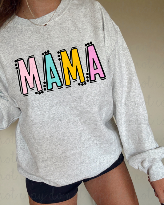 Pastel Mama Black Outline DTF Transfer