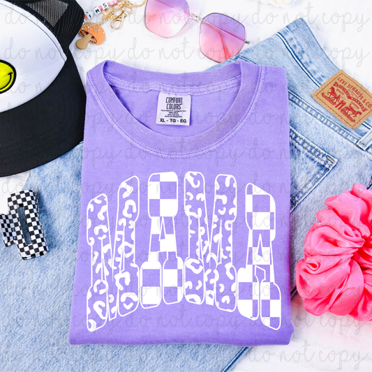 Mama Checkered Leopard DTF Transfer