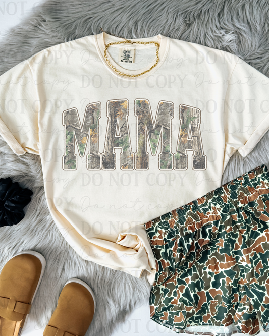 Camo Mama Distressed (White Outline) DTF Transfer