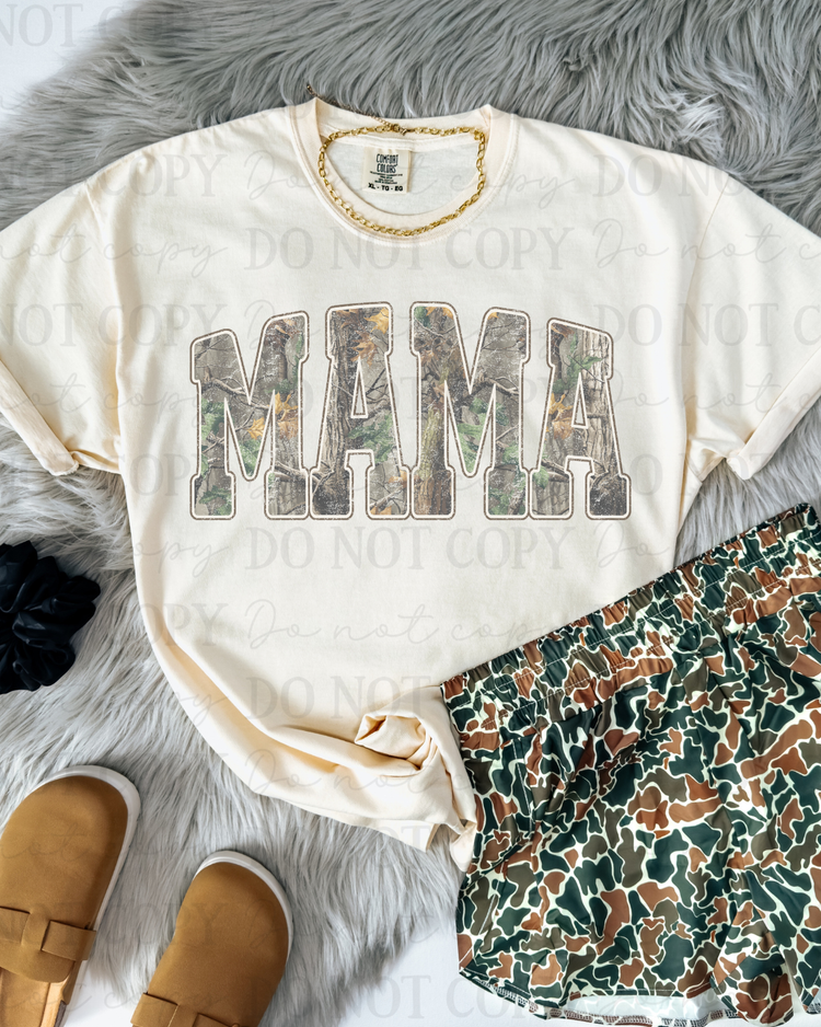 Camo Mama Distressed (White Outline) DTF Transfer