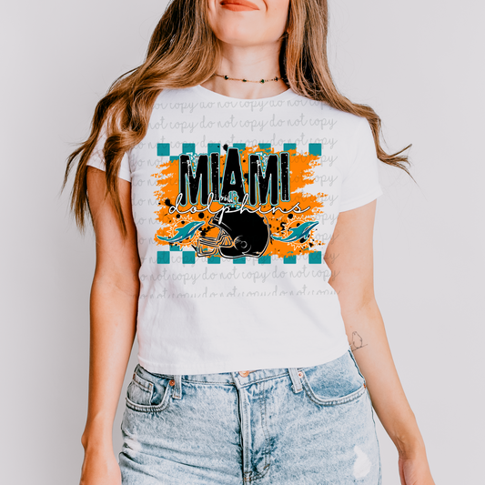 Checkered Miami Dolphins DTF Transfer