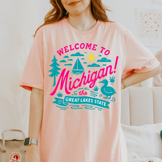 Neon Welcome To Michigan DTF Transfer