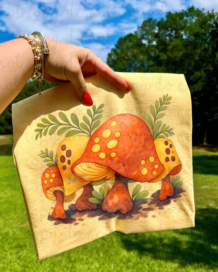 Watercolor Mushrooms DTF Transfer