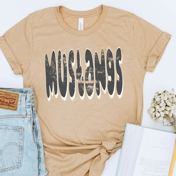 Mustangs Retro Distressed School Spirit DTF Transfer