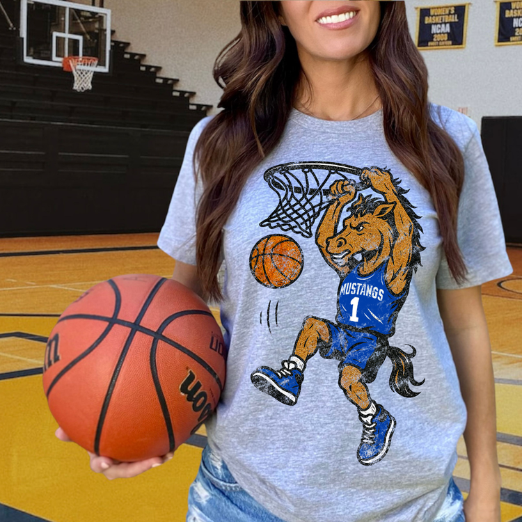 Mustangs Blue White DTF Transfer