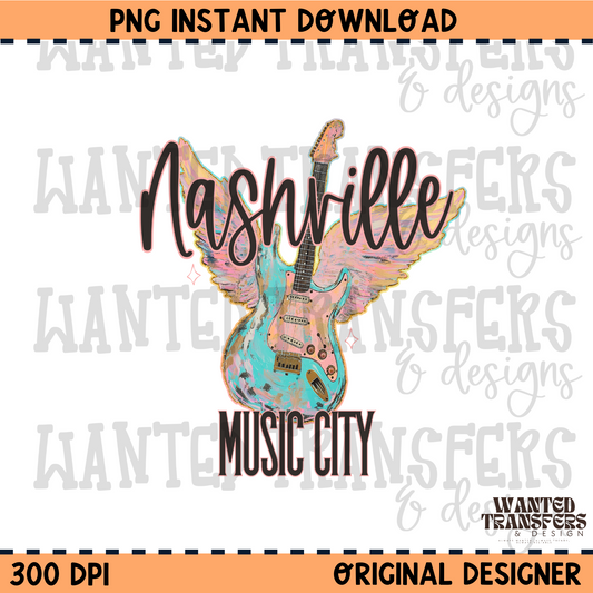 Nashville Music City PNG Digital Download