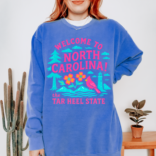 Neon Welcome To North Carolina DTF Transfer