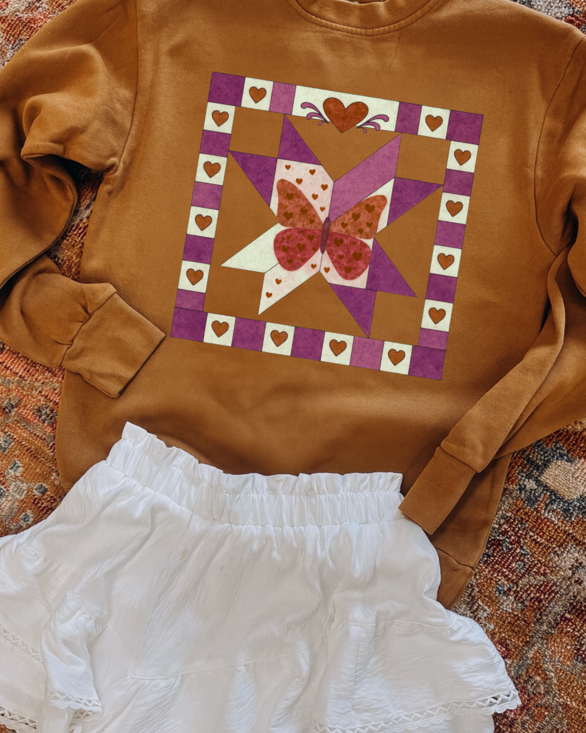 Old Timers Purple And Orange Butterfly DTF Transfer