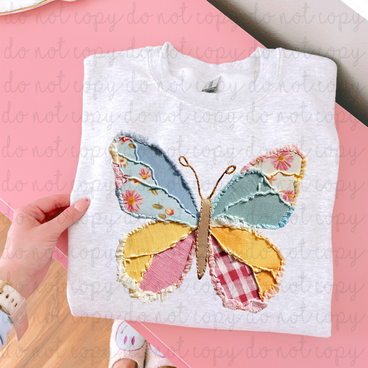 Patchwork Butterfly DTF Transfer