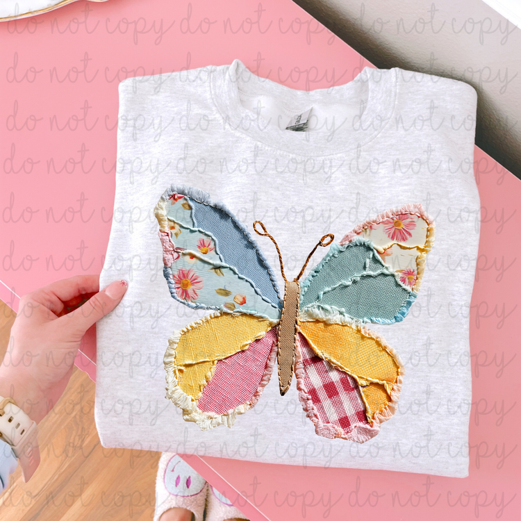 Patchwork Butterfly DTF Transfer
