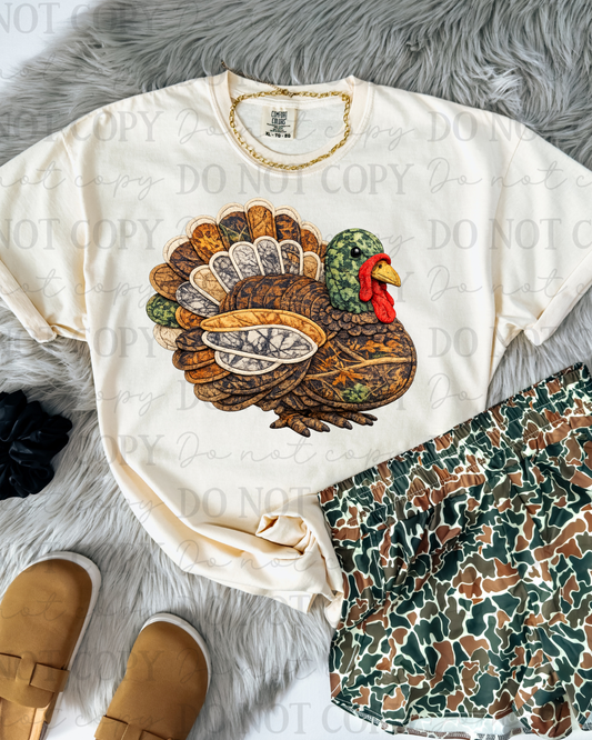 Patchwork Camo Turkey DTF Transfer