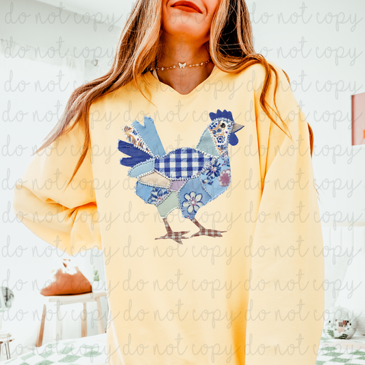 Patchwork Chicken DTF Transfer