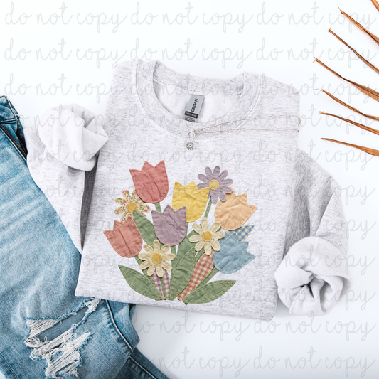 Patchwork Tulips DTF Transfer