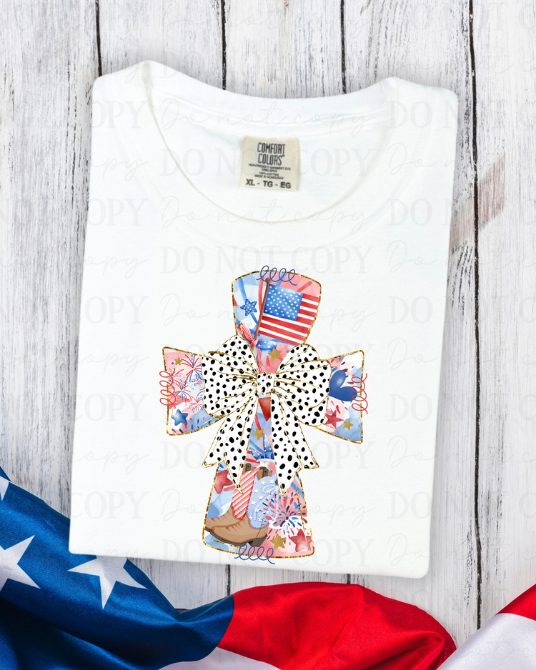 Patriotic Cross DTF Transfer
