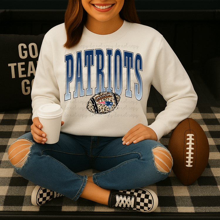 Patriots Leopard Print Football DTF Transfers
