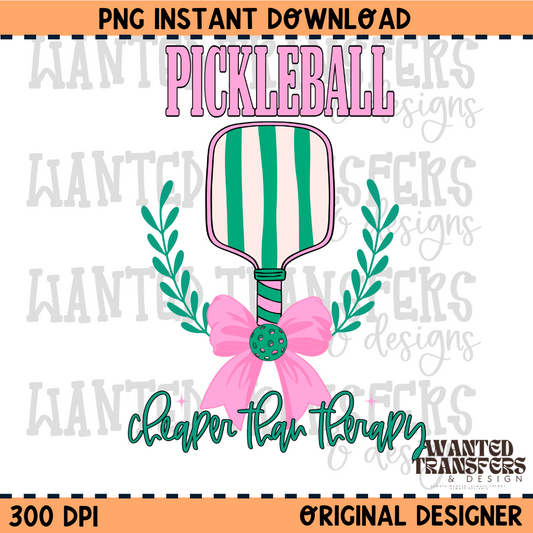 Pickleball, Cheaper Than Therapy PNG Digital Download