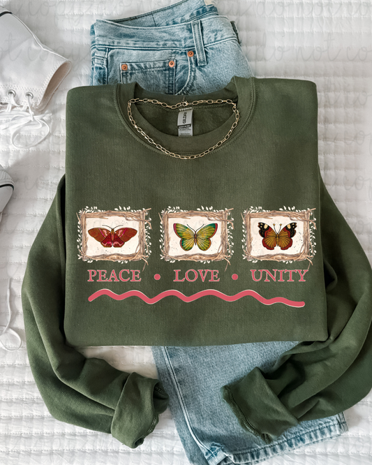 Peace Love Unity Butterflies DTF Transfer