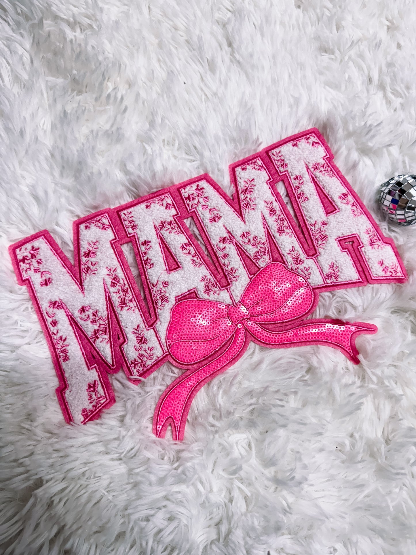 Pink Floral Mama Chenille Patch