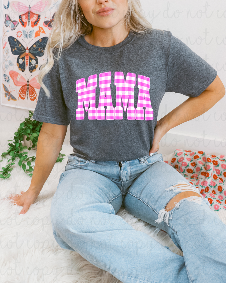 Pink Plaid Mama DTF Transfer