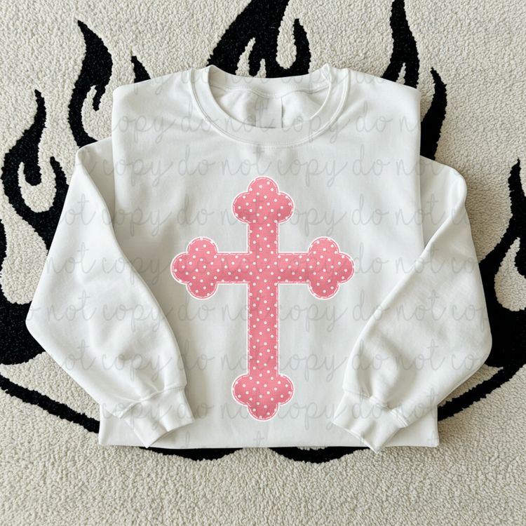 Pink Polka Dot Cross DTF Transfer
