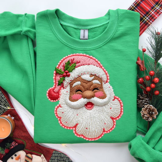 Faux Yarn Pink Santa DTF Transfer