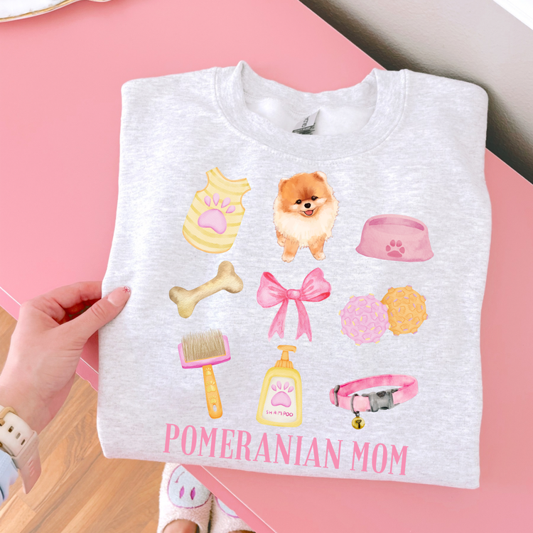 Pomeranian Mom Pink Collage DTF Transfer