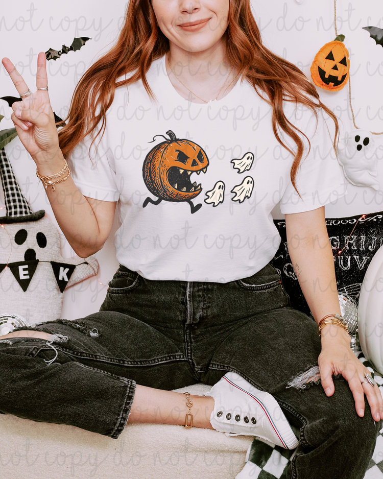 Pumpkin And Ghosts DTF Transfer