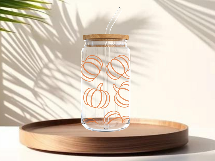Pumpkin Outlines UV DTF 16oz. Libby Glass DTF Wrap