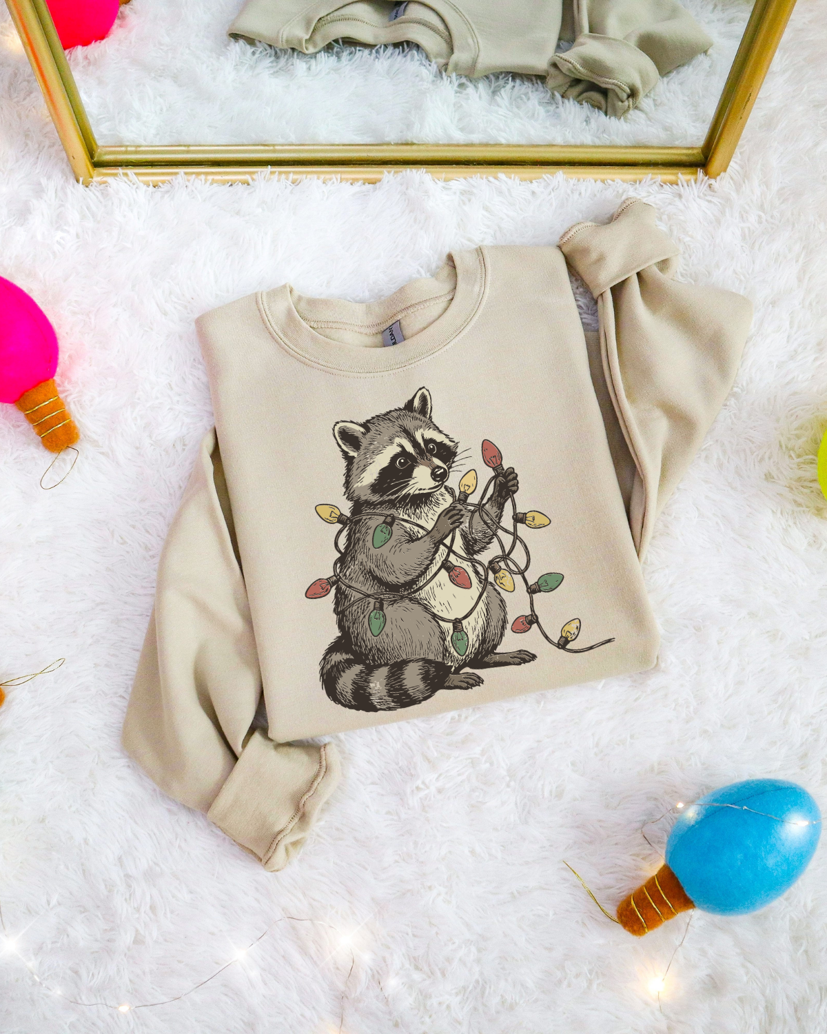 Raccoon With Christmas Lights DTF Transfer