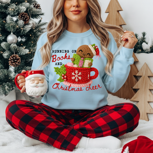 Running On Books And Christmas Cheer DTF Transfer